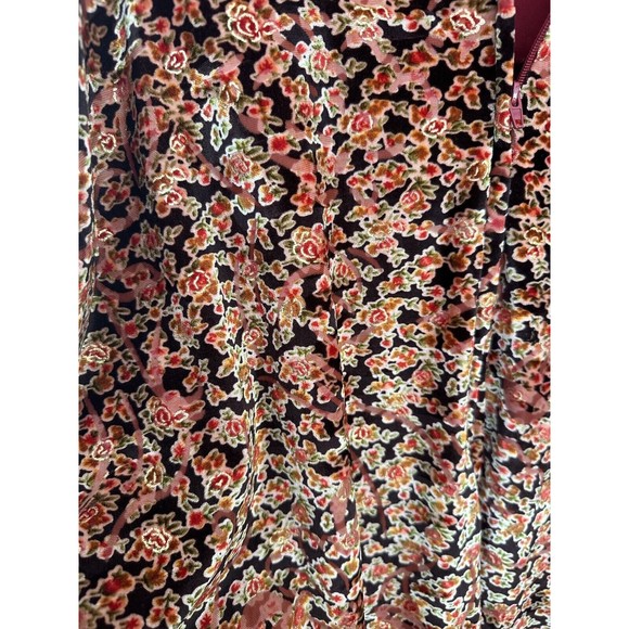 ModCloth Present the Event Burnout Velvet Fit Flare Dress 2X Brown Red Floral - Picture 9 of 13